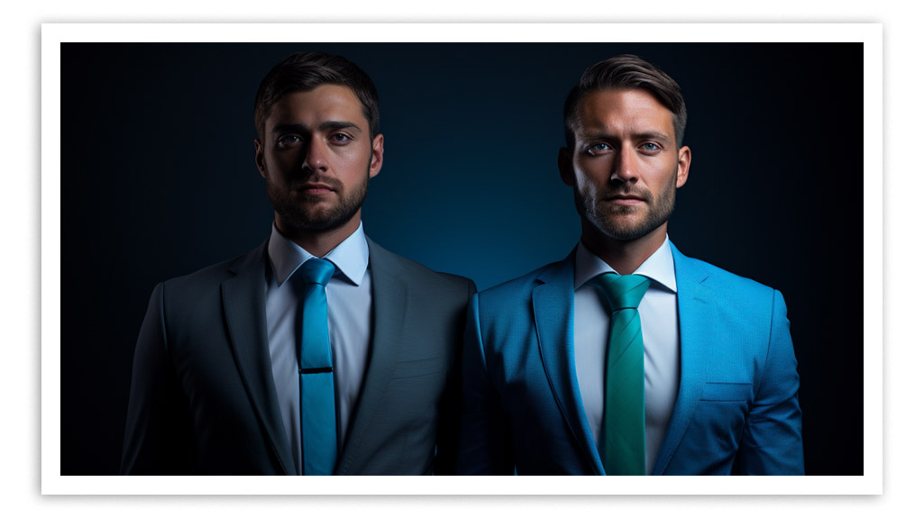 cravates bleues marine et turquoise